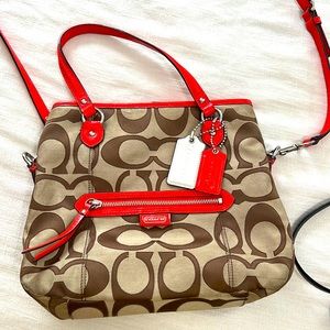 Coach crossbody bag with red/orange strap